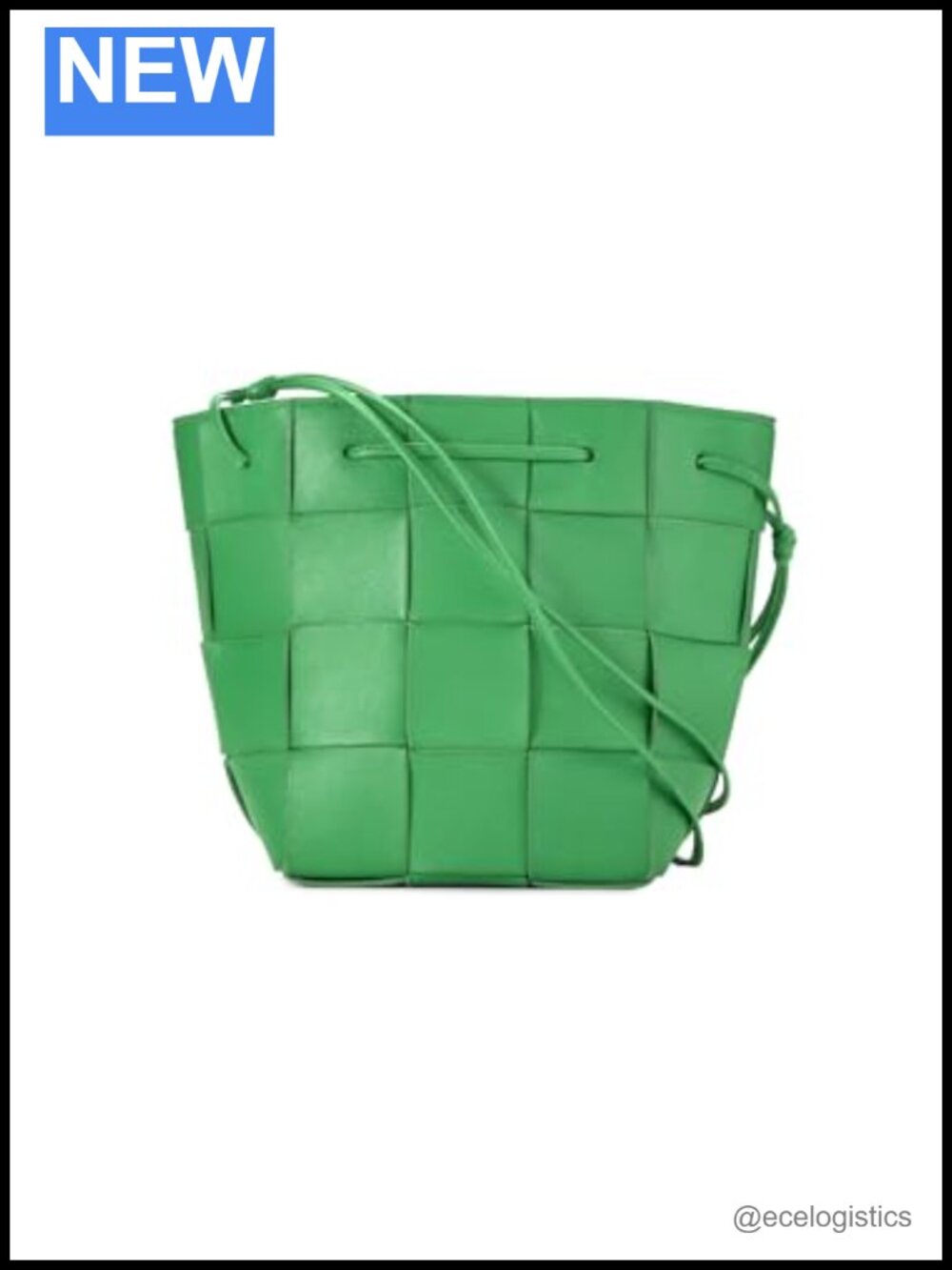 Pre-Loved Woven Leather Bucket Bag Shoulder Strap Handbag